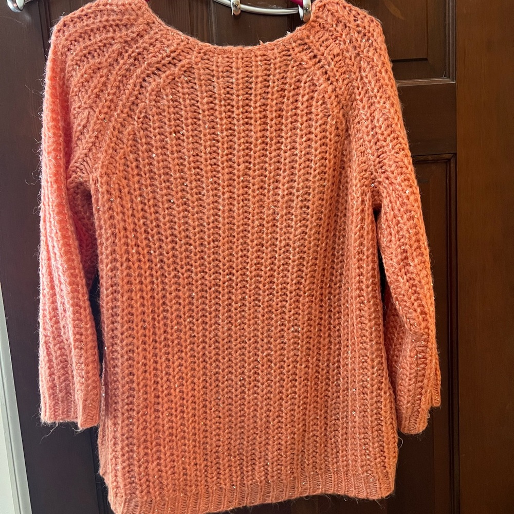 Anthropologie Orange Crew Neck Chunky Knit Sweater - Picture 2 of 5